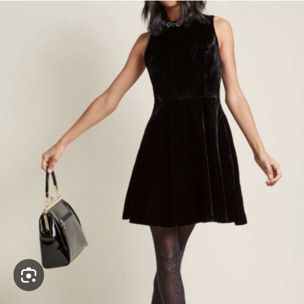Modcloth Black Velvet Dress